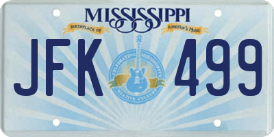 MS license plate JFK499