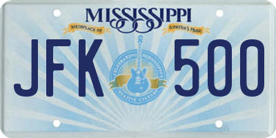 MS license plate JFK500