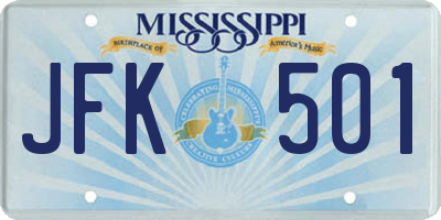 MS license plate JFK501
