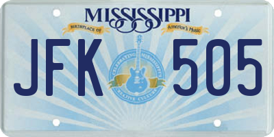 MS license plate JFK505