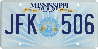 MS license plate JFK506