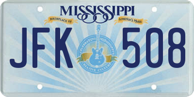 MS license plate JFK508
