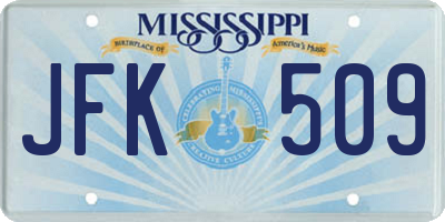 MS license plate JFK509