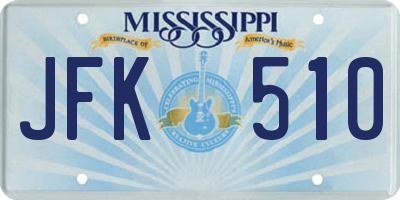 MS license plate JFK510