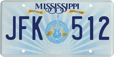 MS license plate JFK512