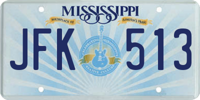 MS license plate JFK513