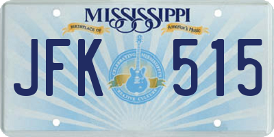 MS license plate JFK515