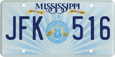 MS license plate JFK516