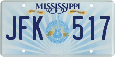 MS license plate JFK517