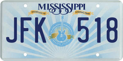 MS license plate JFK518