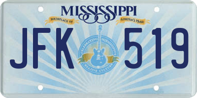 MS license plate JFK519