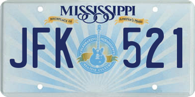 MS license plate JFK521