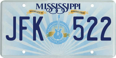 MS license plate JFK522