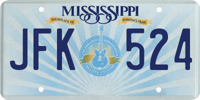 MS license plate JFK524