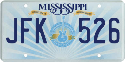 MS license plate JFK526