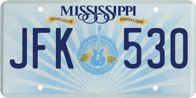 MS license plate JFK530