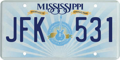MS license plate JFK531