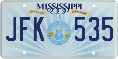 MS license plate JFK535