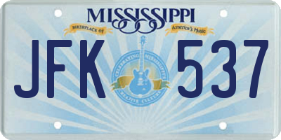 MS license plate JFK537