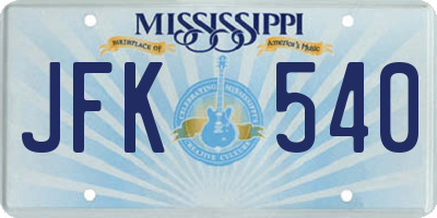 MS license plate JFK540