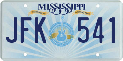MS license plate JFK541