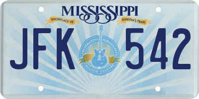 MS license plate JFK542