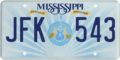 MS license plate JFK543
