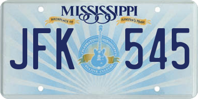 MS license plate JFK545