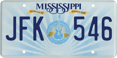 MS license plate JFK546