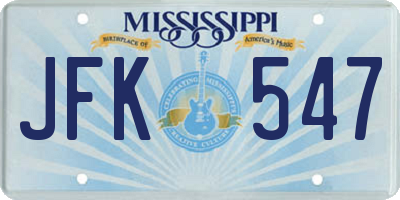 MS license plate JFK547