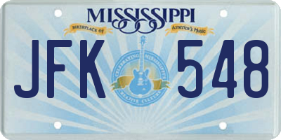 MS license plate JFK548