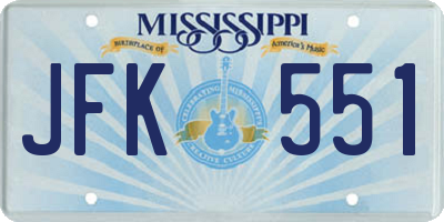 MS license plate JFK551