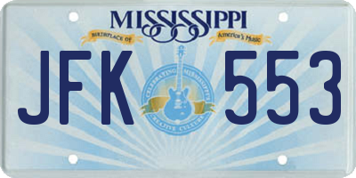 MS license plate JFK553