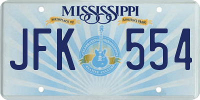 MS license plate JFK554