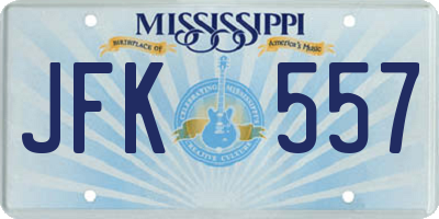 MS license plate JFK557