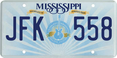 MS license plate JFK558