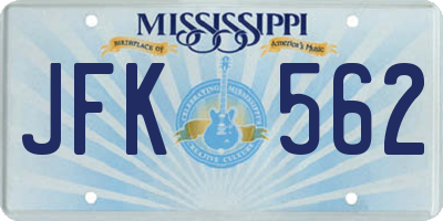 MS license plate JFK562