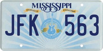 MS license plate JFK563