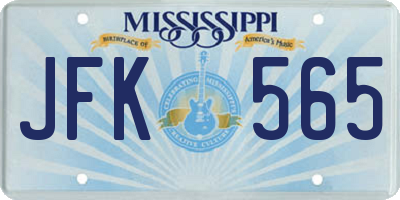 MS license plate JFK565