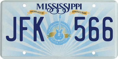 MS license plate JFK566