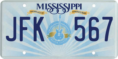 MS license plate JFK567