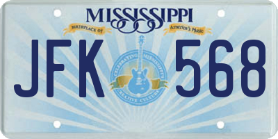 MS license plate JFK568