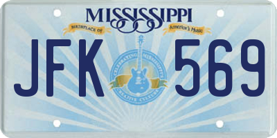 MS license plate JFK569