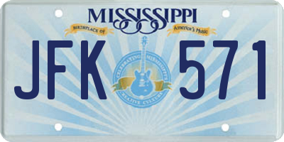 MS license plate JFK571