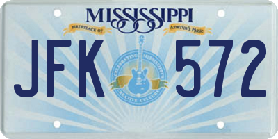MS license plate JFK572
