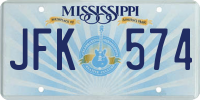 MS license plate JFK574