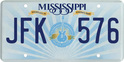 MS license plate JFK576