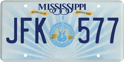 MS license plate JFK577