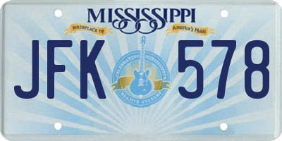 MS license plate JFK578
