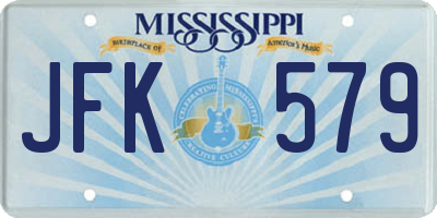 MS license plate JFK579